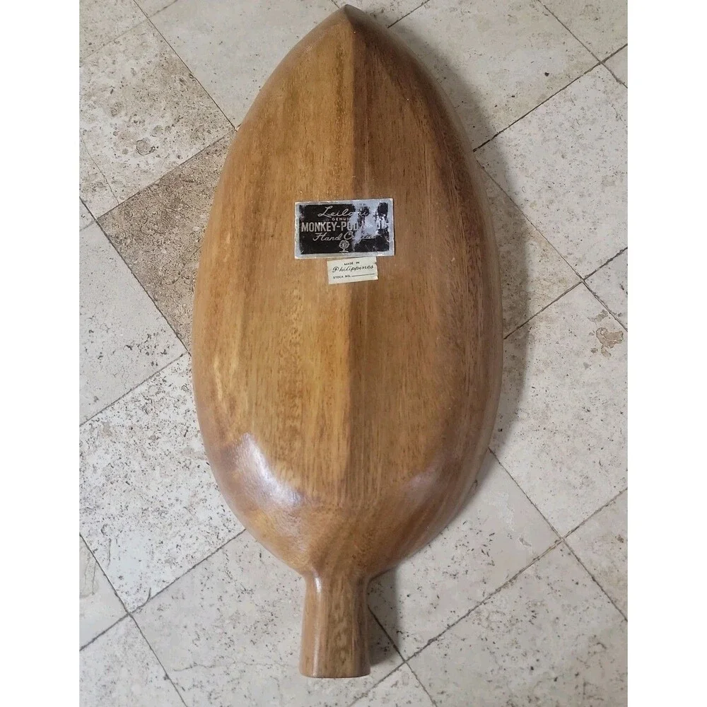 Vintage Leilani Monkey Pod Wood Divided Serving Dish Philippines Handcrafted